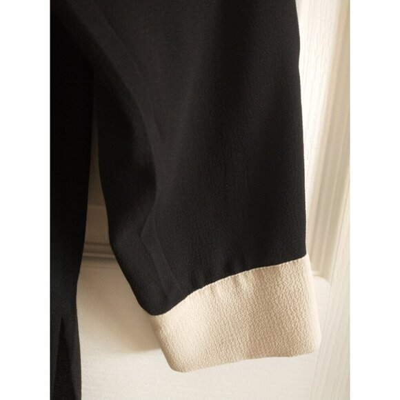 Vince Camuto Tunic Blouse Two-Tone Poly Crepe Relaxed Long Sleeve Split Hem - M - Picture 4 of 8